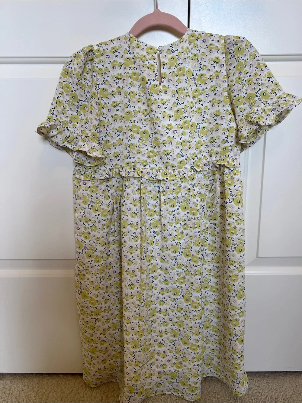 Hayden Yellow Floral Ruffle-Trim Casual Dress